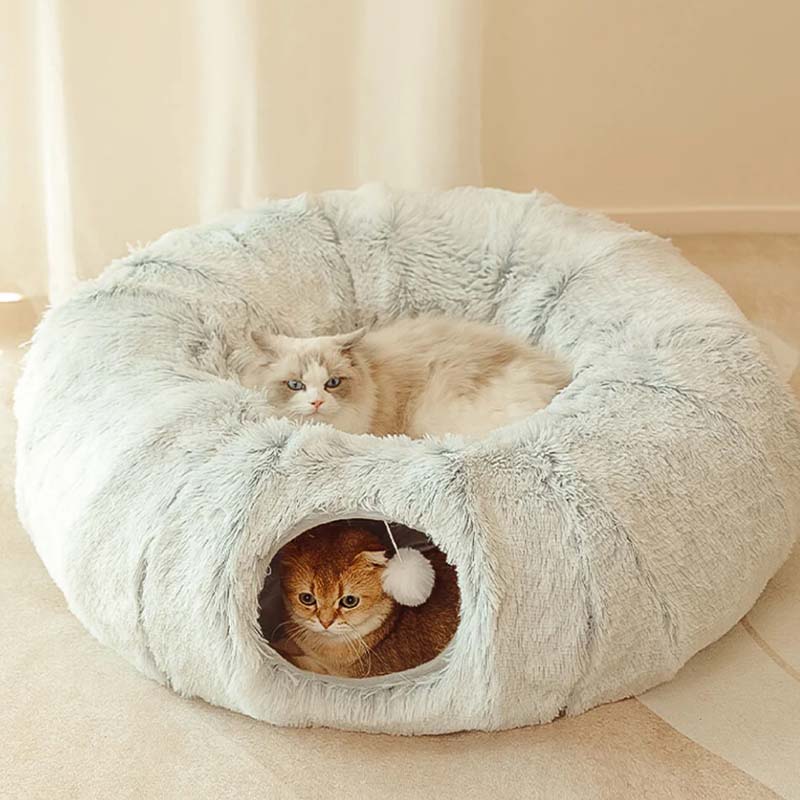 PurrLuxe – 2-in-1 Faltbares Katzentunnel-Bett