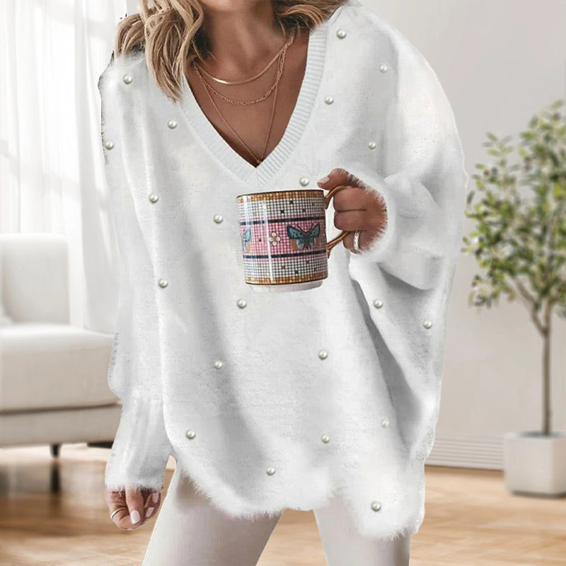 Rebecca – Oversized-Pullover mit V-Ausschnitt