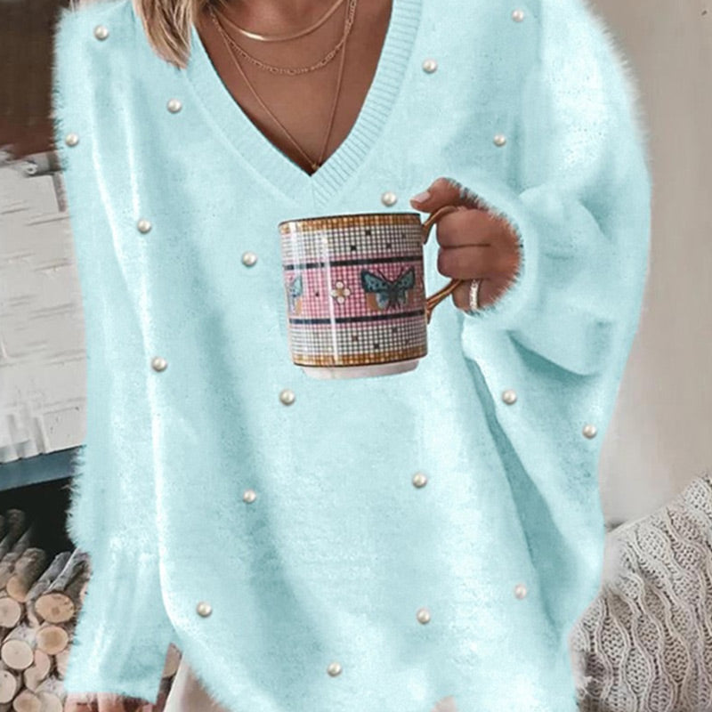 Rebecca – Oversized-Pullover mit V-Ausschnitt