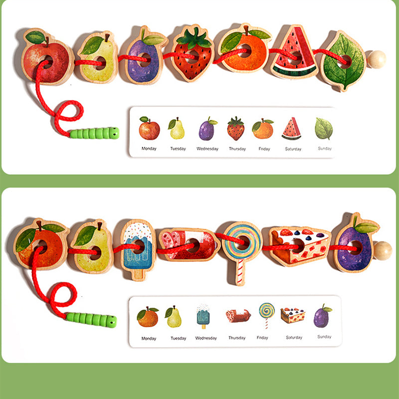 MiniMondo – Holz Fädelspiel mit hungriger Raupe