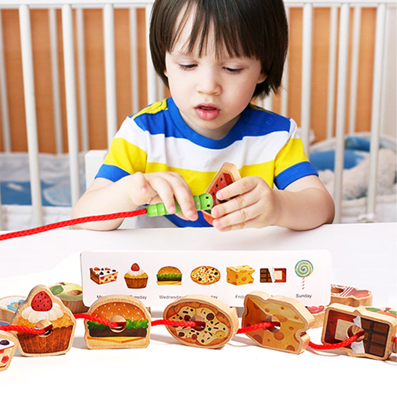 MiniMondo – Holz Fädelspiel mit hungriger Raupe