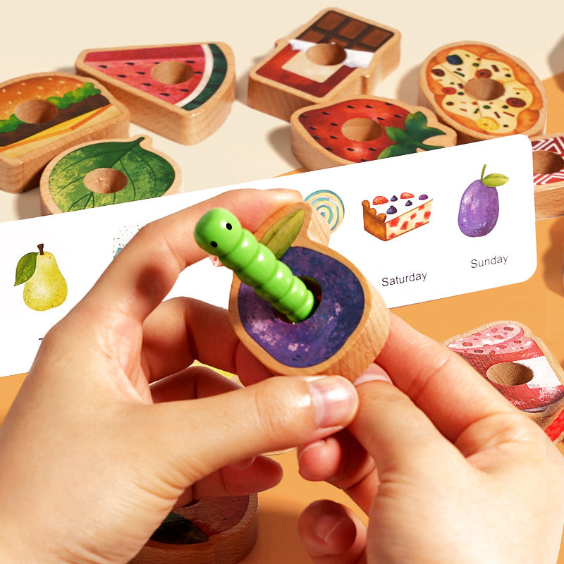 MiniMondo – Holz Fädelspiel mit hungriger Raupe