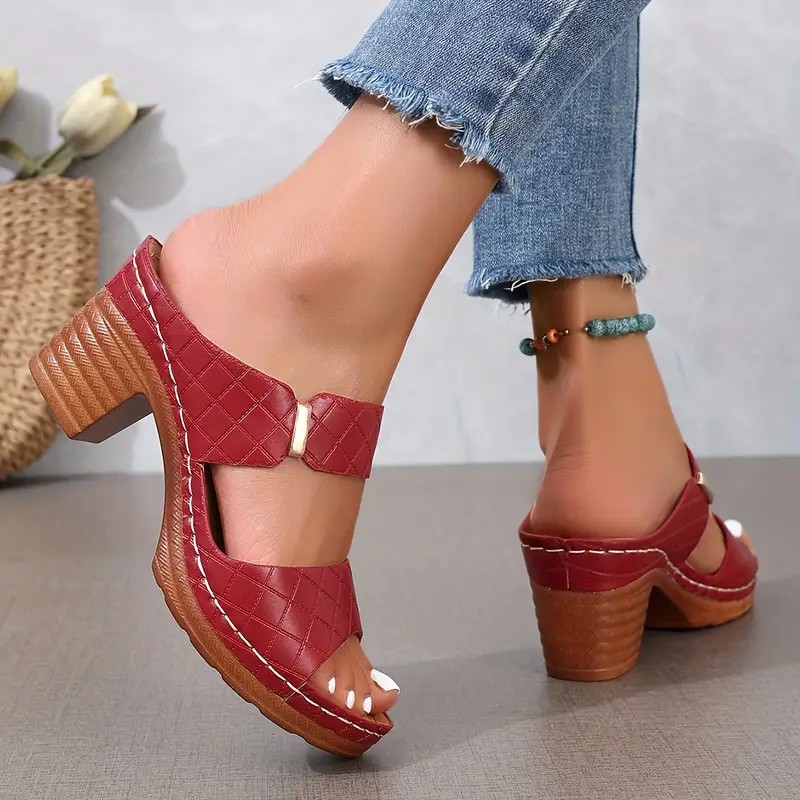 Bequeme Schlupf-Sandalen mit Absatz