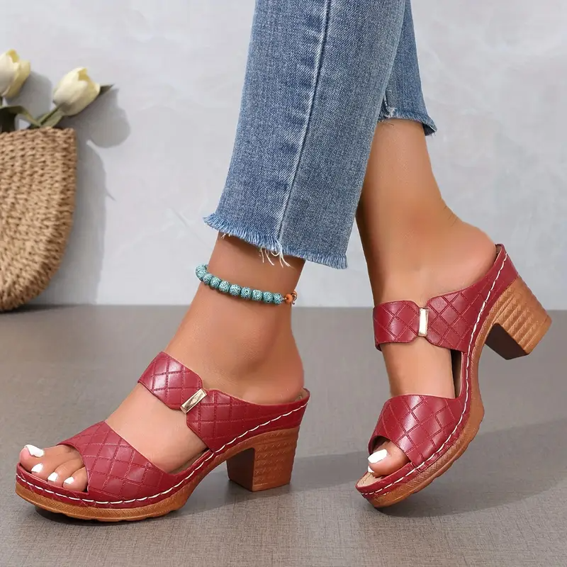 Bequeme Schlupf-Sandalen mit Absatz