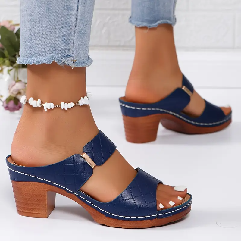Bequeme Schlupf-Sandalen mit Absatz