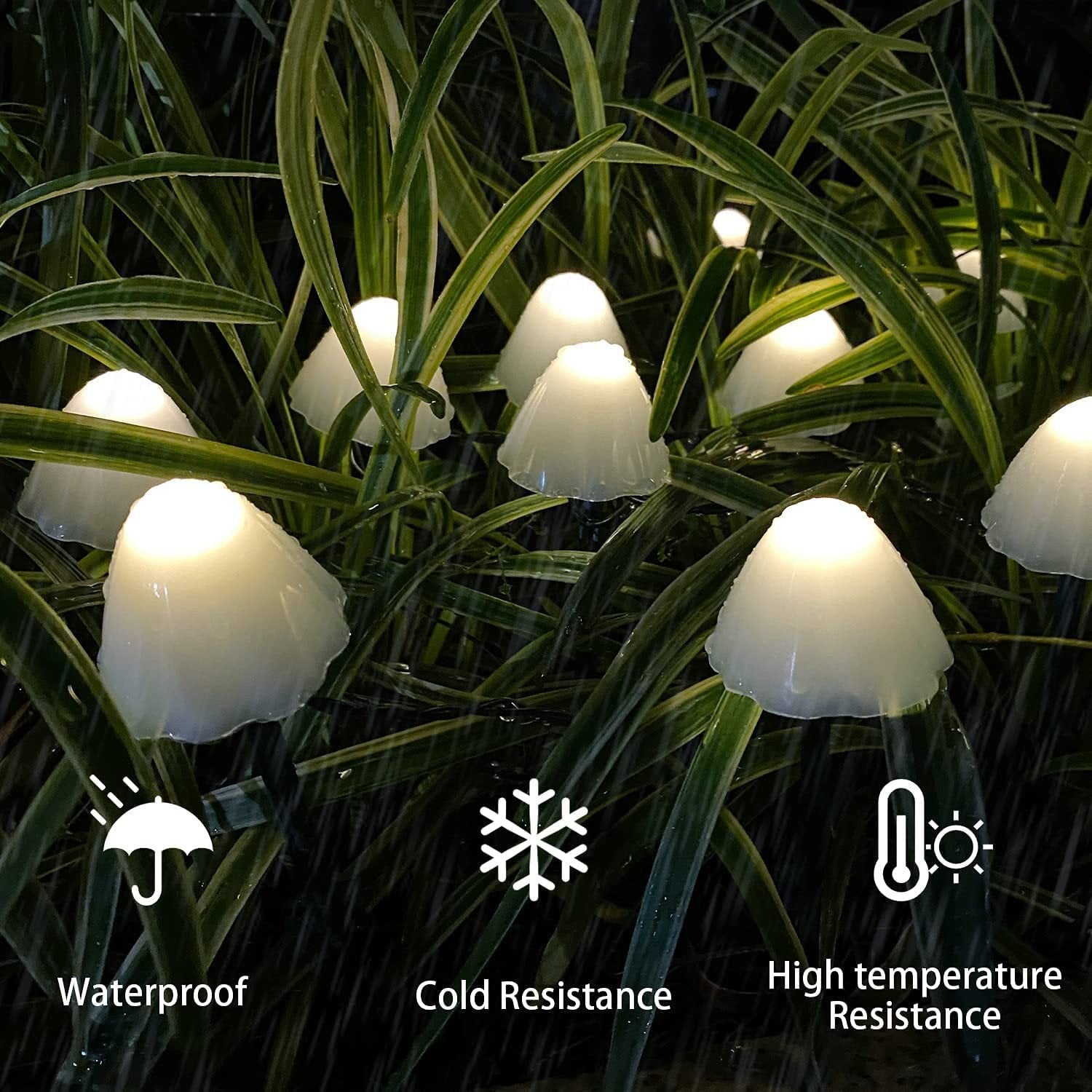 Mini-Pilz-Solarleuchten - 8 Funktionen -  4 Farben/Warmweiß
