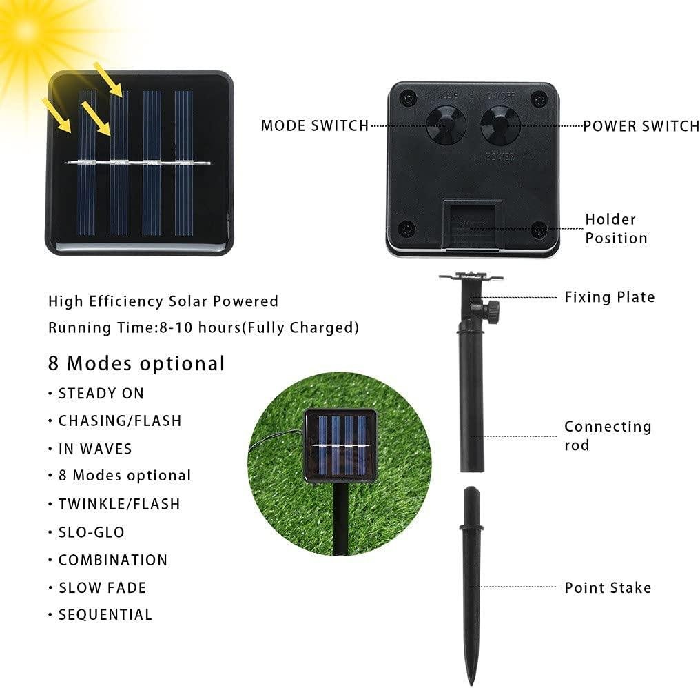 Mini-Pilz-Solarleuchten - 8 Funktionen -  4 Farben/Warmweiß